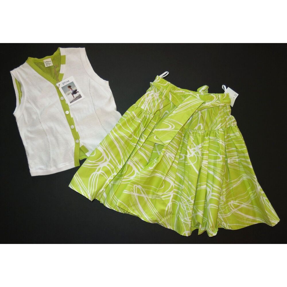 NEW Jottum Euro boutique girls skirt outfit 8 9 10 134/140 green white top shirt